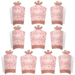 Big Dot of Happiness Pink Rose Gold Birthday - Table Decorations - Happy Birthday Party Fold and Flare Centerpieces - 10 Count