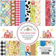 Doodlebug Double-Sided Paper Pad 6"X6" 24/Pkg-Down On The Farm, 12 Designs/2 Each