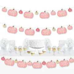 Big Dot of Happiness Girl Little Pumpkin - Fall Birthday Party or Baby Shower DIY Decorations - Clothespin Garland Banner - 44 Pieces
