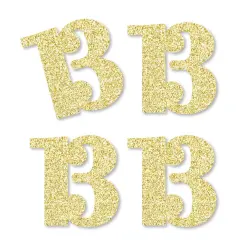 Big Dot of Happiness Gold Glitter 13 - No-Mess Real Gold Glitter Cut-Out Numbers - 13th Birthday Party Confetti - Set of 24