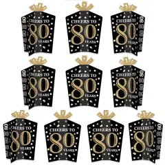 Big Dot of Happiness Adult 80th Birthday - Gold - Table Decorations - Birthday Party Fold and Flare Centerpieces - 10 Count