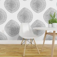 Peel & Stick Wallpaper 2FT Wide Boho Black White Modern Abstract Custom Removable Wallpaper by Spoonflower