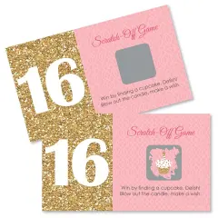 Big Dot of Happiness Sweet 16 - 16th Birthday Party Game Scratch Off Cards - 22 Count