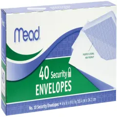 Mead Boxed Envelopes 4.125"X9.5" 40/Pkg-Security #10