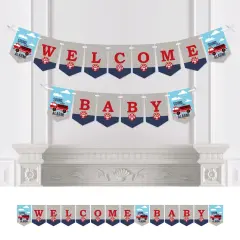 Big Dot of Happiness Fired Up Fire Truck - Firefighter Firetruck Baby Shower Bunting Banner - Party Decorations - Welcome Baby