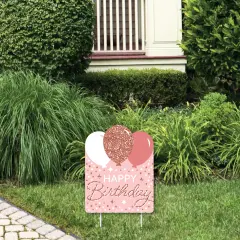 Big Dot of Happiness Pink Rose Gold Birthday - Outdoor Lawn Sign - Happy Birthday Party Yard Sign - 1 Piece