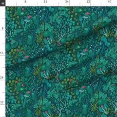 Various Fabrics by the Yard or Fat Quarter Emerald Forest Fairy Woodland Creatures Green Nature Trees Crystals Magical Mystical Custom Printed Fabric by Spoonflower