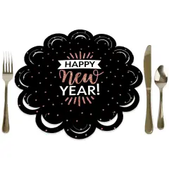 Big Dot of Happiness Rose Gold Happy New Year - New Years Eve Party Round Table Decorations - Paper Chargers - Place Setting For 12