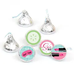 Big Dot of Happiness Spa Day - Girls Makeup Party Round Candy Sticker Favors - Labels Fits Chocolate Candy (1 sheet of 108)