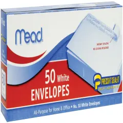 Mead Boxed Peel & Stick Envelopes 4.125"X8.5" 50/Pkg-Regular #10