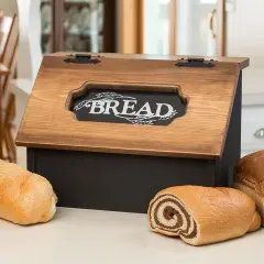 Creative Wood Design Amish Made Pine Hinged Fresh Bread Storage Box Black