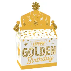Big Dot of Happiness Golden Birthday - Treat Box Party Favors - Happy Birthday Party Goodie Gable Boxes - Set of 12