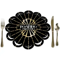 Big Dot of Happiness Roaring 20&rsquo;s - 1920s Art Deco Jazz Party Round Table Decorations - Paper Chargers - Place Setting For 12