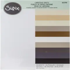Sizzix Textured Cardstock Sheets A4 60/Pkg-Assorted Colors-Neutrals