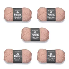 Patons Classic Wool Pale Blush Yarn - 5 Pack of 3.5oz/100g - Wool - 5 Bulky - 120 Yards - Knitting/Crochet
