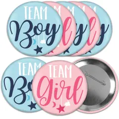 Big Dot of Happiness Team Boy or Girl - 3 inch Baby Gender Reveal Party Badge - Pinback Buttons - Set of 8