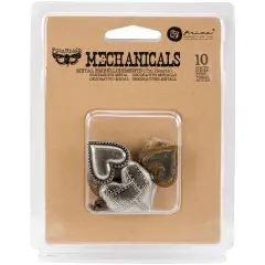 Finnabair Mechanicals Metal Embellishments-Tin Hearts 10/Pkg