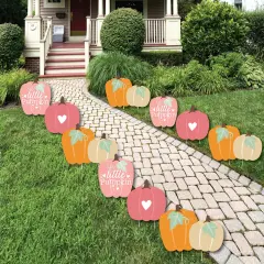 Big Dot of Happiness Girl Little Pumpkin - Lawn Decorations - Outdoor Fall Birthday Party or Baby Shower Yard Decorations - 10 Piece