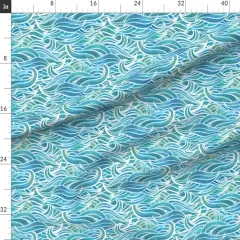 Various Fabrics by the Yard or Fat Quarter Abstract Watercolor Waves Whimsical Wave Ocean Sea Blue Summer Beach Mermaid Custom Printed Fabric by Spoonflower