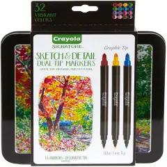 Crayola Signature Sketch & Detail Dual-Tip Markers W/Tin-Assorted Colors 16/Pkg