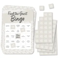 Big Dot of Happiness Champagne Elegantly Simple - Find the Guest Bingo Cards and Markers - Wedding & Bridal Shower Bingo GameSet of 18