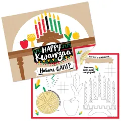 Big Dot of Happiness Happy Kwanzaa - Paper Coloring Sheets - Activity Placemats - Set of 16