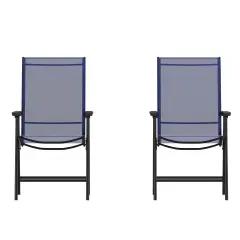 Emma and Oliver Outdoor Folding Patio Sling Chair / Portable Chair (2 Pack) Navy