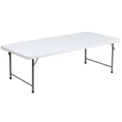 Emma and Oliver 4.93-Foot Kid's Plastic Folding Activity Table - Play Table Granite White