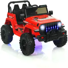 12V Kids Ride-on Jeep Car with 2.4 G Remote Control and LED Light Effects Red