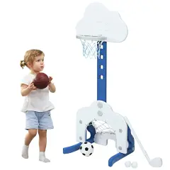 3-in-1 Kids Basketball Hoop Set with Balls Perfect for Indoor-Outdoor Use White