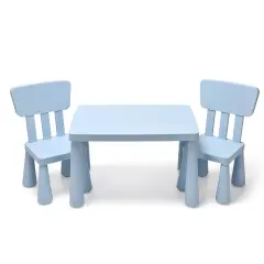 3 Pieces Toddler Multi Activity Play Dining Study Kids Table and Chair Set Blue