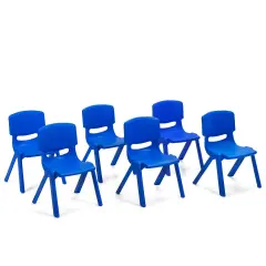 6-Pack Kids Plastic Stackable Classroom Chairs with Ergonomic Backrest Suitable for Various Occasions Blue