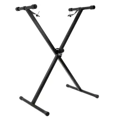 Hamzer Heavy Duty, Single-X Shape Piano Keyboard Stand - Height Adjustable & Portable w/ Non Slip Caps & Durable Locking Straps, Black
