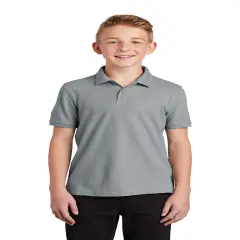 Youth Core Classic Pique Polo T-Shirt &ndash; 60/40 Cotton-Poly Blend, Lightweight 4.4 oz Fabric, Breathable & Durable Kids Polo Shirt Gusty grey