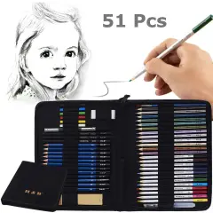 51-Piece Professional Drawing Set with Pencils, Sketch Charcoal, and Art Bag