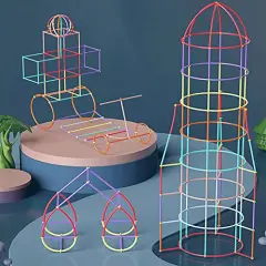 400 Pieces Straw Constructor STEM Building To Straws and Connectors Building Sets Colorful Motor Skills Interlocking Plastic Engineering Toys Best Educational Toys Boy & Girl&hellip;