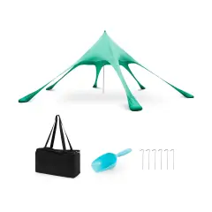 Beach Canopy Tent with UPF50+ Sun Protection and Shovel Green