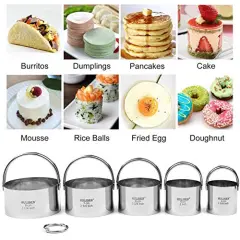 Biscuit Cutter Set (5 Pieces/Set), Round Cookies Cutter with Handle, Professional Baking Dough Tools, Gift Package
