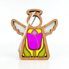 3.5" (H) Tulip Ornament - Handcrafted in Texas - Mother's Angels&reg; Christmas Angel Wings Figurine