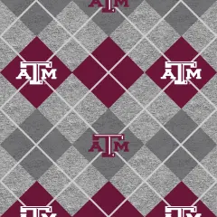 Sykel Enterprises-Texas A&M Fleece Fabric-Texas A and M Aggies Heather Argyle Fleece Blanket Fabric-Sold by the yard