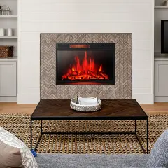Electric Freestanding and Recessed Fireplace with Remote