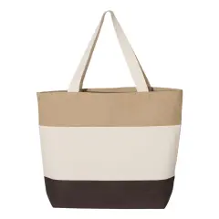 Q-Tees&reg; Tri-Color Tote Chocolate/nat/khaki