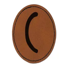 Letter C Uppercase Felt Marker Font Round Iron-On Engraved Faux Leather Patch Applique - 2.5" Brown
