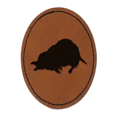 Mole Solid Round Iron-On Engraved Faux Leather Patch Applique - 2.5" Brown