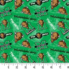 Sykel Enterprises-Marshall University Cotton Fabric-Marshall Thundering Herd Tone On Tone Cotton Quilting Fabric
