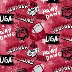Sykel Enterprises-University of Georgia Cotton Fabric-Georgia Bulldogs Graffiti Cotton Quilting Fabric