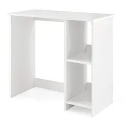 Minimalist 31.5" Writing Desk with Storage White Compact Workstation for Small Rooms