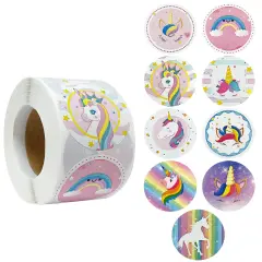 Wrapables 1.5 inch Unicorn Stickers Roll, Sealing Stickers and Labels for Cards, Envelopes, Bags, Gift Boxes, Festive Party Favors (500pcs)