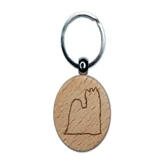 Yorkie Yorkshire Terrier Dog Outline Engraved Wood Round Keychain Tag Charm