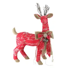 Northlight Reindeer with Burlap Bow Christmas Decoration - 24" - Red and Brown
